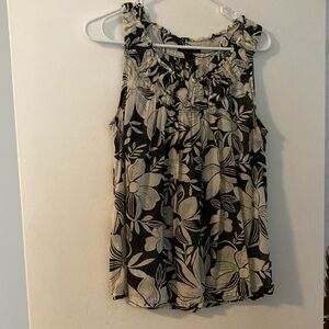 Floral Black and Cream Women's Top